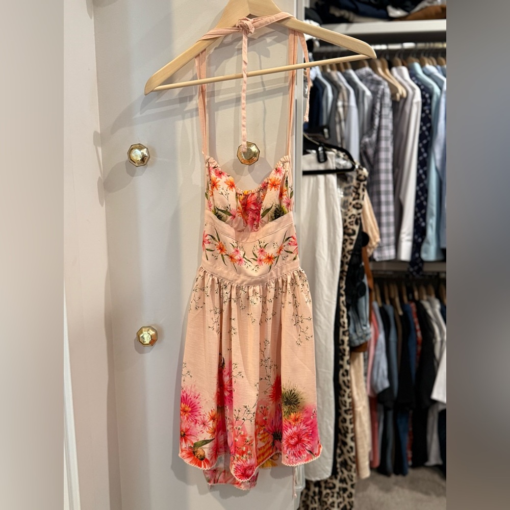 REVOLVE Floral Backless Dress - Pink and Green